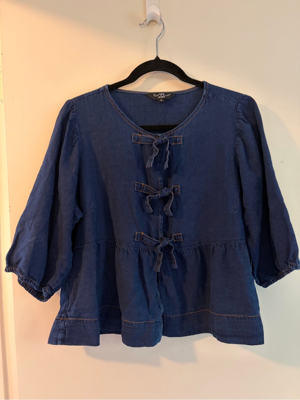 Navy Blue/Denim Peplum Top